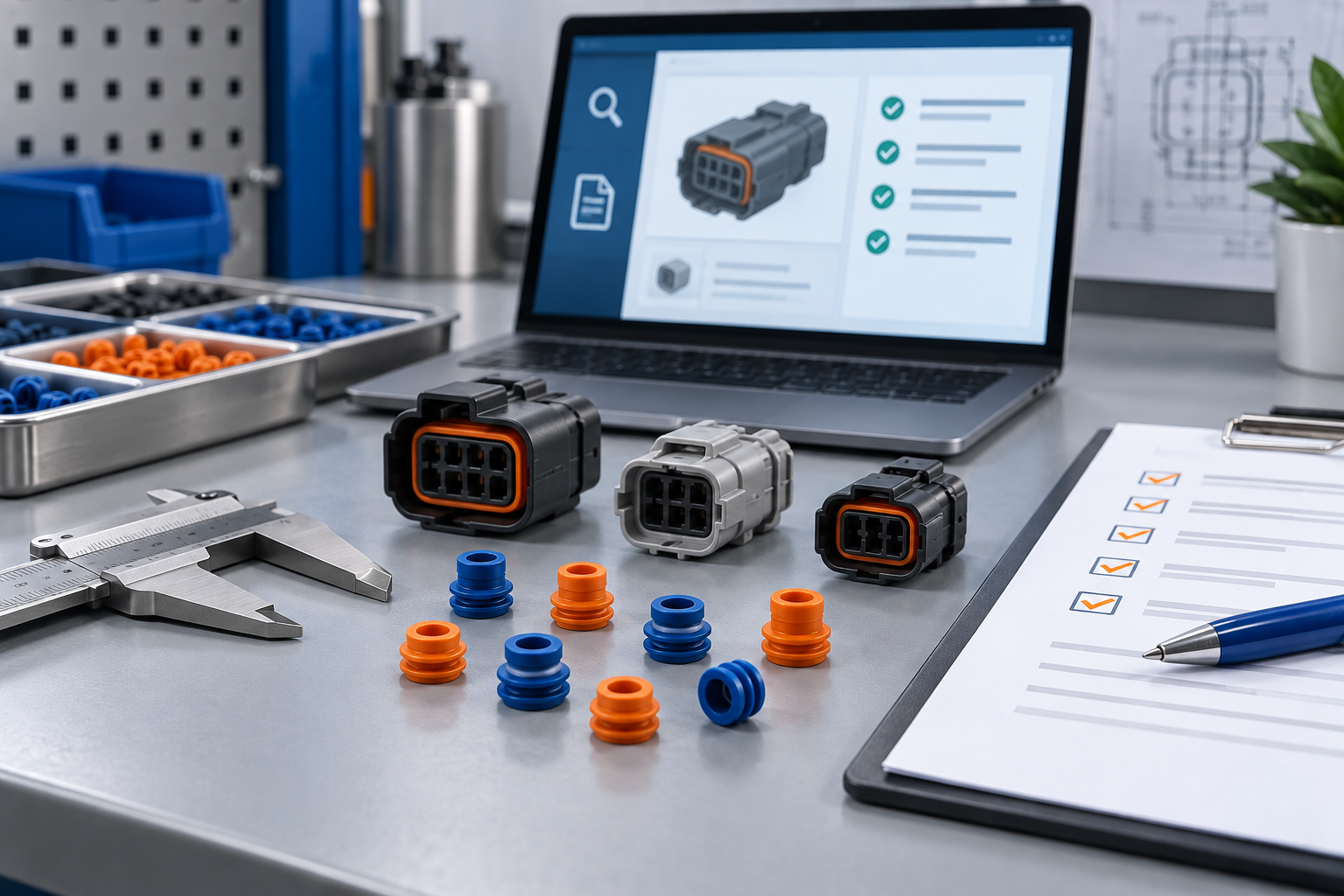 Generic connector seal evidence verification workbench in blue and orange